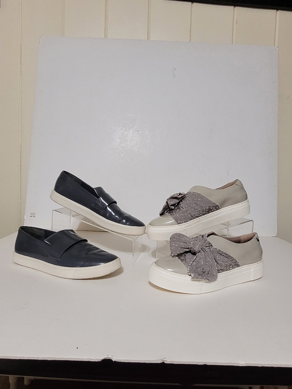 Agl Vince Women Leather Slip-On Flats - Bow Accent Sneakers Loafers Size 41